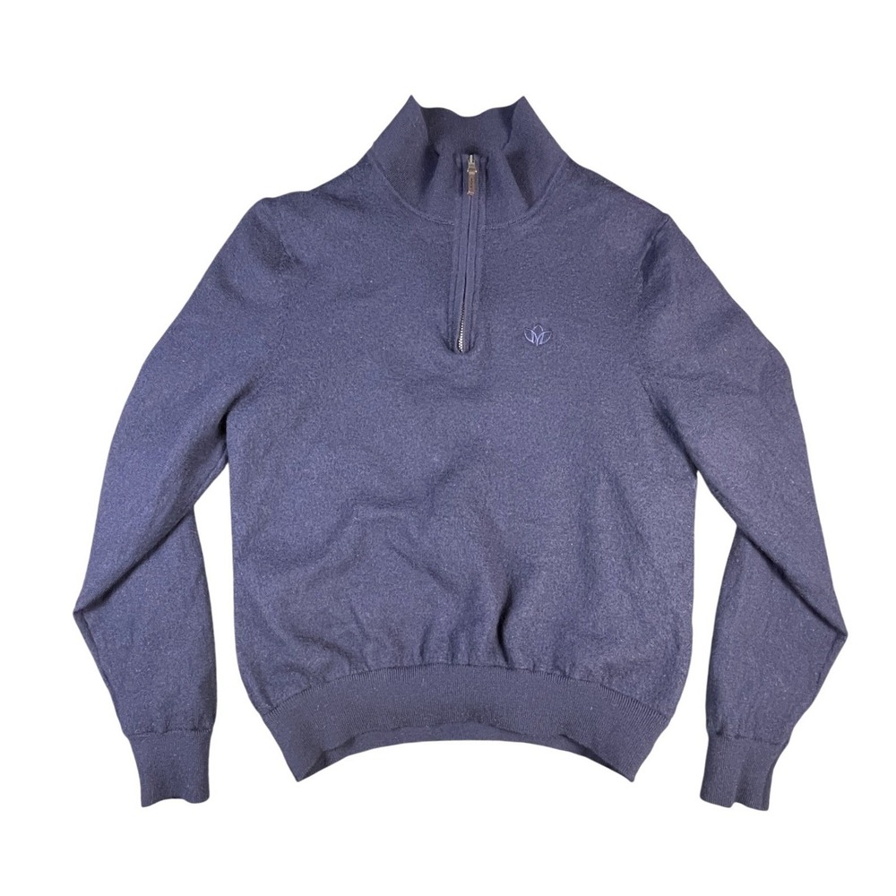 Fairway & Greene Women's Merino Wool 1/4 Zip Sweater Navy Pullover Golf M/L